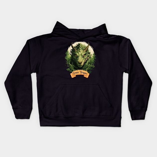 Green Dragon Kids Hoodie by FehuMarcinArt